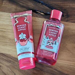 Bath & Body Works Winter Candy Apple Body Wash and Body Cream, New